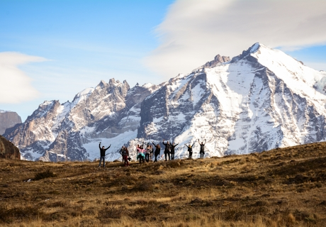 Grupo de trekking porterías tour Torres del Paine